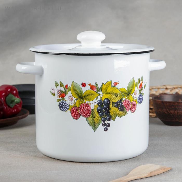 Кастрюля эмалированная, 5.5 л, пластмассовая ручка, рисунок МИКС, цвет белый - Фото 1