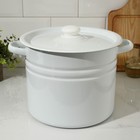 Кастрюля эмалированная, 9 л, d=21 см, цилиндрическая, белая - Фото 1