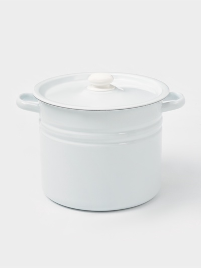 Кастрюля эмалированная, 9 л, d=21 см, с крышкой, без деколи, белая