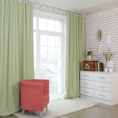 Штора портьерная «Этель» 200×250 см, 215 г/м², цвет мятный, блэкаут