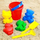 Набор для игры в песке №1: ведёрко, 4 формочки для песка, грабельки, лопатка, МИКС - фото 10296528
