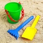 Песочный набор: ведёрко, лопатка, грабельки - Фото 1