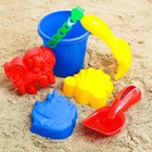 Набор для игры в песке №44: ведёрко, 3 формочки, грабельки, лопатка, МИКС - Фото 7
