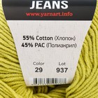 Пряжа "Jeans" 55% хлопок, 45% акрил 160м/50гр (29 яр. салат) - фото 9723278