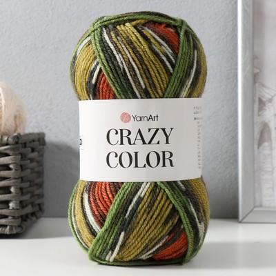 Пряжа "Crazy color" 25% шерсть, 75% акрил 260м/100гр (163 принт)