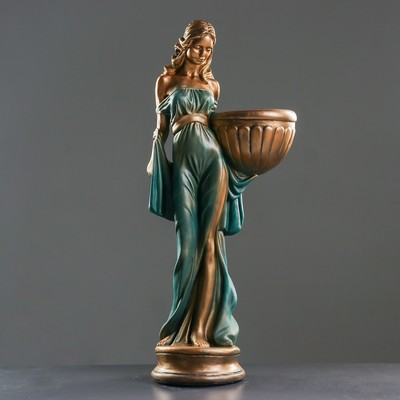 Фигура с кашпо «Девушка в платье», 40×30×88 см, 1.2 л, гипс, цвет бронзовый