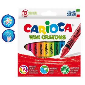 Мелки восковые 12 цветов Carioca Wax Crayons, диаметр 8 мм, круглые, в картонной коробке 3044757