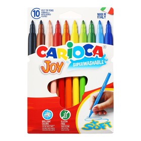 Фломастеры 10 цветов Carioca Joy, 2.6 мм, смываемые, увеличенный ресурс, суперяркие, европодвес