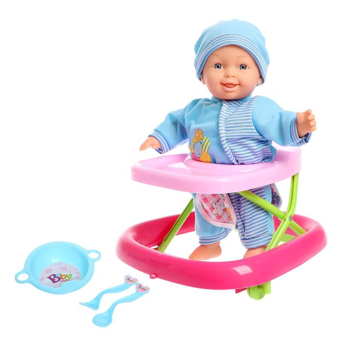 Интерактивный пупс «Малыш», передвигается в ходунках, реагирует на хлопки, с аксессуарами 42940