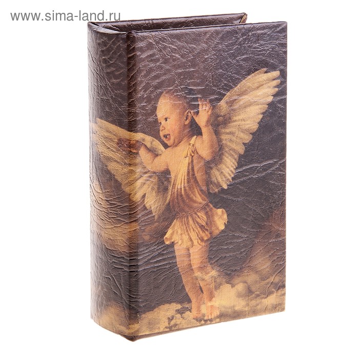 Шкатулка-книга дерево "Забавы ангелов" кожзам 17х11х5 см - Фото 1