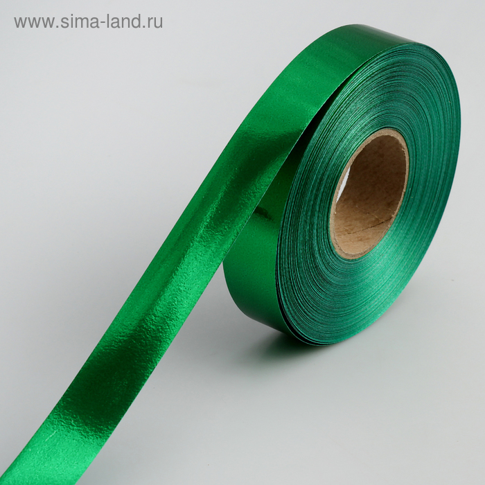 Лента металлизированная, зелёная, 2 см х 45 м - Фото 1