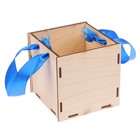 Кашпо деревянное кубическое "Колибри", стандарт, ручка лента, синий - Фото 2