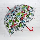 Зонт - трость полуавтоматический «Бабочки», 8 спиц, R = 40 см, разноцветный - Фото 1