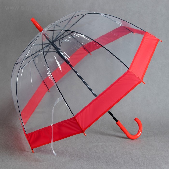 Зонт - трость полуавтоматический «Кант», 8 спиц, R = 41 см, цвет красный