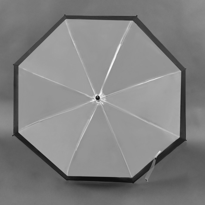 Зонт - трость полуавтоматический «Кант», 8 спиц, R = 43 см, цвет чёрный/прозрачный - фото 1903986843