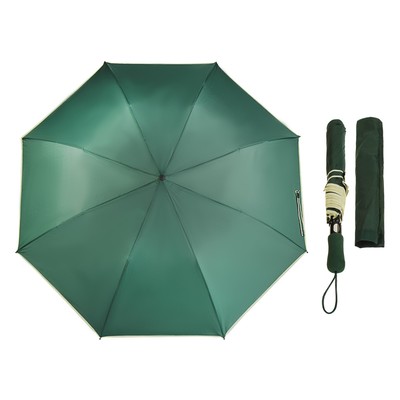 Зонт полуавтоматический «Кромка», 3 сложения, 8 спиц, R = 68 см, цвет зелёный