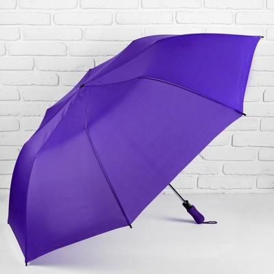 Зонт полуавтоматический «Однотонный», 2 сложения, 8 спиц, R = 62 см, цвет фиолетовый