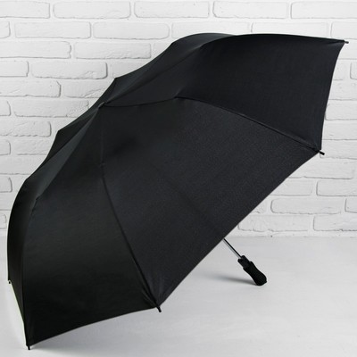 Зонт полуавтоматический «Однотонный», 3 сложения, 8 спиц, R = 62 см, цвет чёрный