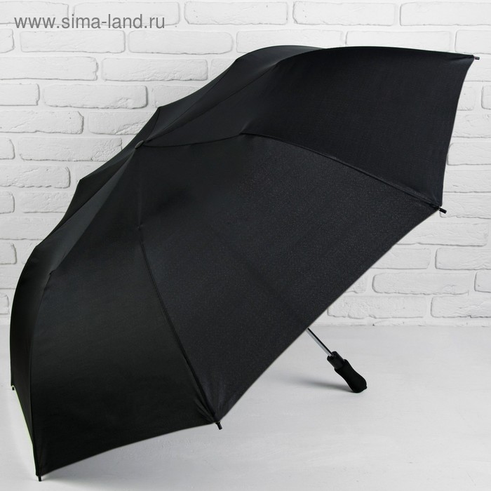 Зонт полуавтоматический «Однотонный», 3 сложения, 8 спиц, R = 62 см, цвет чёрный
