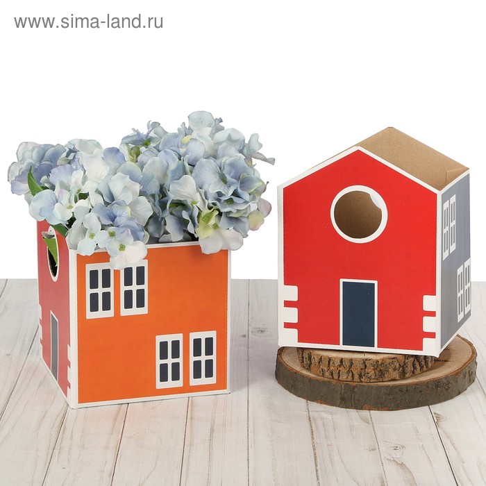 Коробка–домик для цветов складная «Яркая Европа», 15 х 19 см