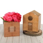 Коробка–домик для цветов складная «Деревянный домик», 15 х 19 см - Фото 1