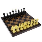 Настольная игра 3 в 1 "Черное золото": шашки, домино, шахматы (доска дерево 40х40 см) - Фото 1