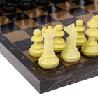 Настольная игра 3 в 1 "Черное золото": шашки, домино, шахматы (доска дерево 40х40 см) - Фото 4