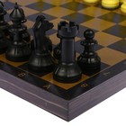 Настольная игра 4 в 1 "Черное золото": шашки, нарды, домино, шахматы (доска дерево 40х40 см) - Фото 3
