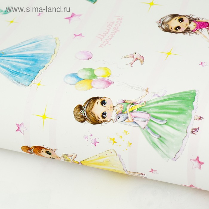 Бумага упаковочная глянцевая «Милой принцессе», 100 х 70 см - Фото 1