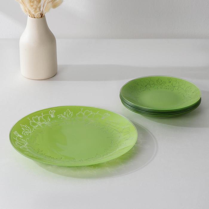 Сервиз столовый «Лара», 7 предметов: 6 тарелок d=20 см, 1 тарелка d=30 см, цвет салатовый