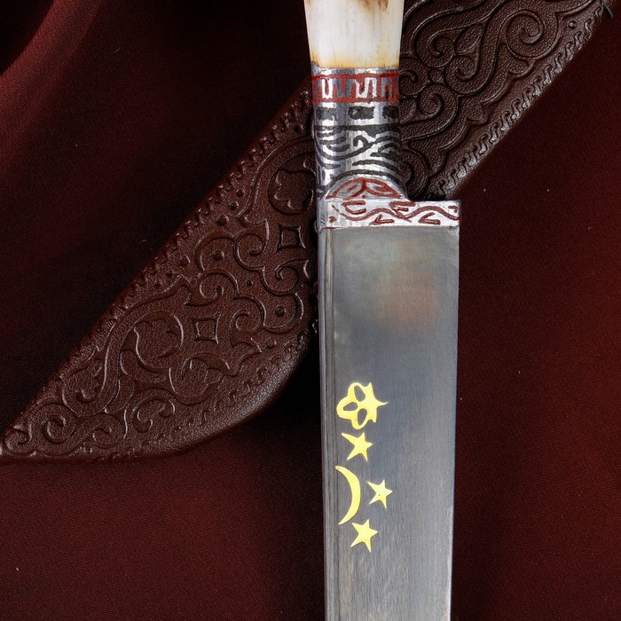 Нож Пчак Шархон, рукоять из рога косули малая, гарда с гравировкой - фото 1925877783