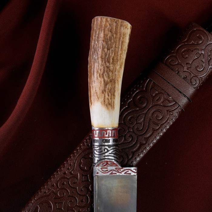 Нож Пчак Шархон, рукоять из рога косули малая, гарда с гравировкой - фото 1925877784