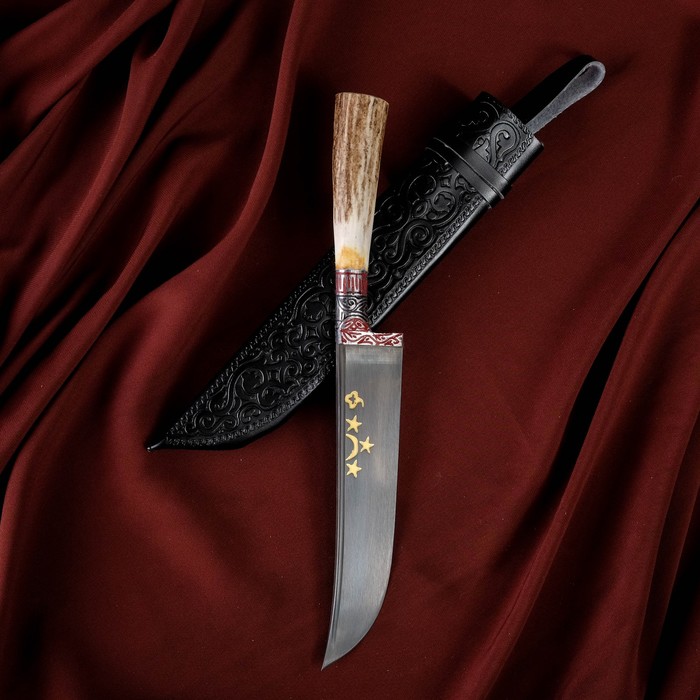 Нож Пчак Шархон, рукоять из рога косули малая, гарда с гравировкой - фото 1925877785