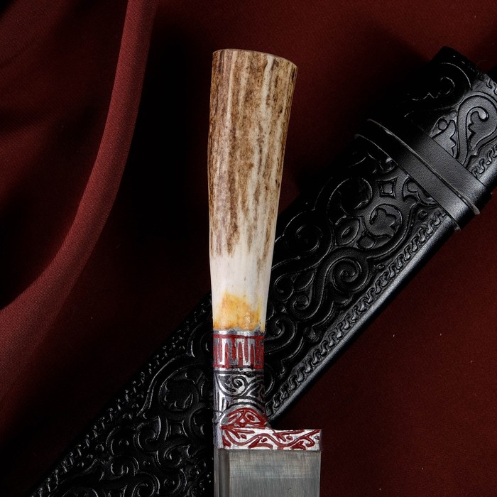 Нож Пчак Шархон, рукоять из рога косули малая, гарда с гравировкой - фото 1925877787