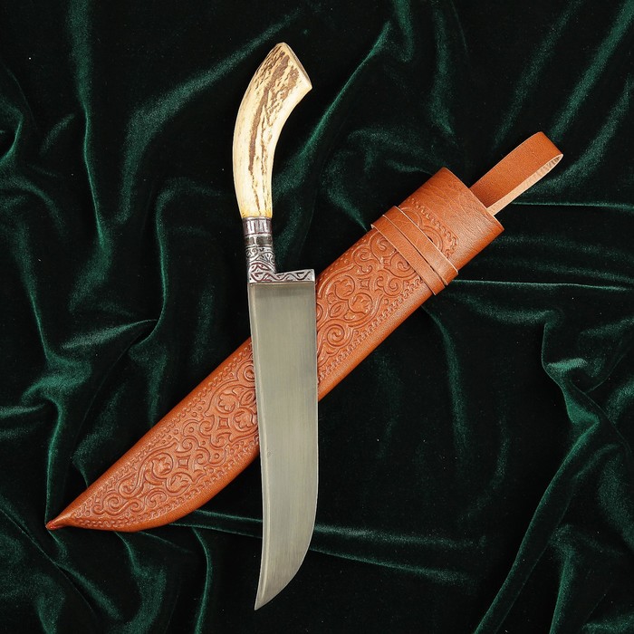 Нож Пчак Шархон, рукоять из рога косули малая, гарда с гравировкой - фото 1925877788