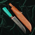 Нож Пчак Шархон, зелёная рукоять из граба (сухма), гарда из олова с гравировкой - Фото 2