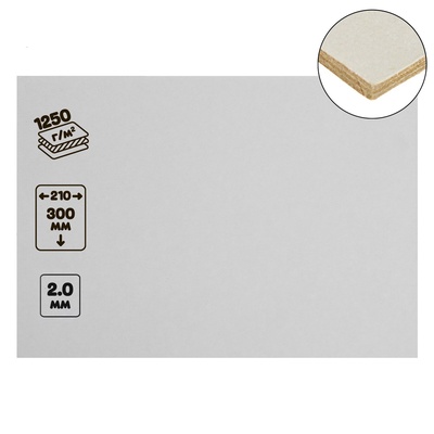 Картон переплётный (обложечный) 2.0 мм, 21×30 см, 1250 г/м², белый