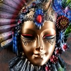 Венецианская маска "Рубин" золото, 32см МИКС - Фото 3