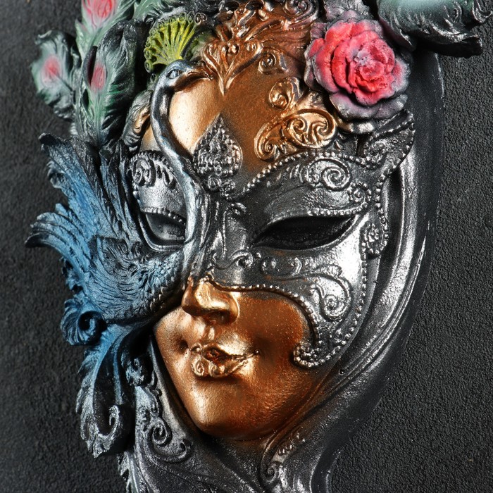Венецианская маска "Павлин" цветной, 35см - фото 1906898515