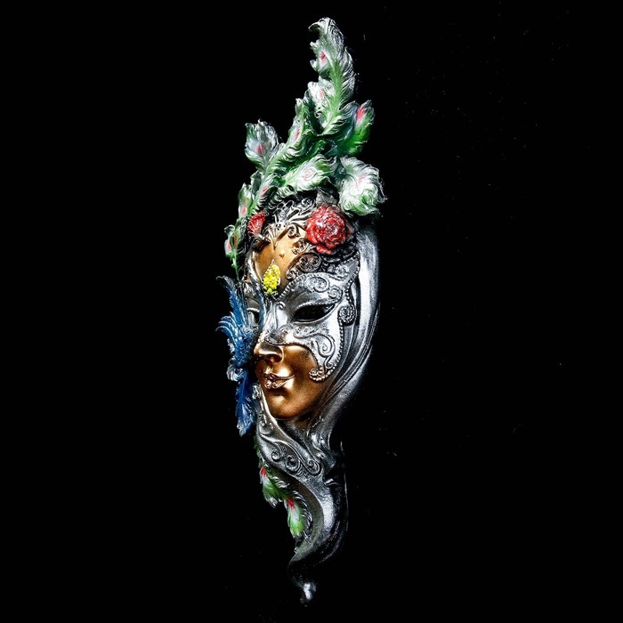 Венецианская маска "Павлин" цветной, 35см - фото 1906898525