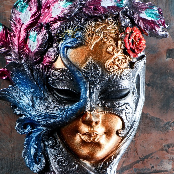 Венецианская маска "Павлин" цветной, 35см - фото 1906898522