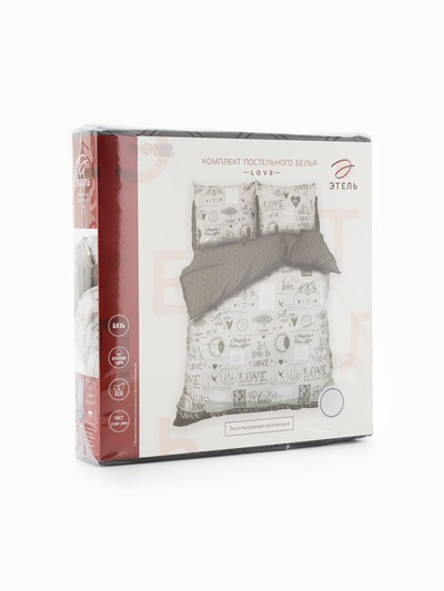 Постельное бельё "Этель" 1.5 сп Love 143*215 см, 150*214 см, 70*70 см -2 шт