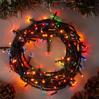 УЦЕНКА Гирлянда «Нить» 7 м, IP20, тёмная нить, 180 LED, 220 В, 8 режимов, свечение мульти