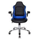 Кресло игровое Бюрократ VIKING-1/BL+BLUE, искусственная кожа, чёрный/синий - Фото 1