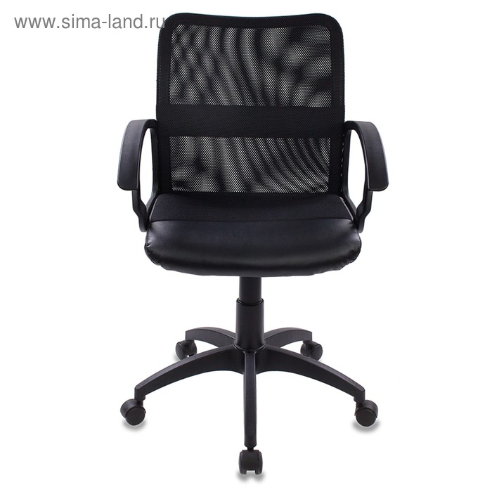 Кресло Бюрократ CH-590/BLACK, спинка сетка, сиденье искусственная кожа, чёрный - Фото 1