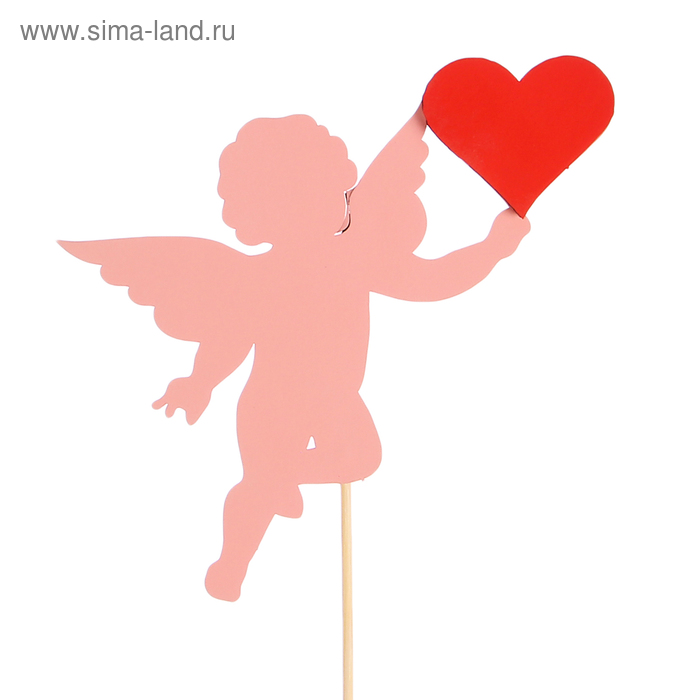 Топпер «Ангелок с сердцем», двухслойный, розово-красный, 11,5х9 см - Фото 1