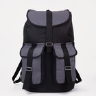 Рюкзак туристический, 55 л, отдел на шнурке, 4 наружных кармана, цвет чёрный/серый - фото 9773947