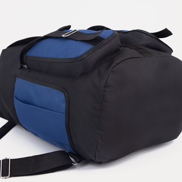 Рюкзак туристический, 55 л, отдел на шнурке, 4 наружных кармана, цвет чёрный/синий - фото 1912109314