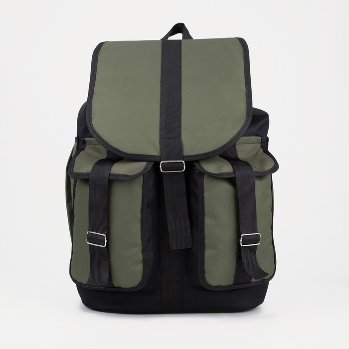 Рюкзак туристический на шнурке, 55 л, 4 наружных кармана, «ЗФТС», цвет чёрный/хаки - Фото 1