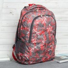 Рюкзак туристический, отдел на молнии, 3 наружных кармана, цвет серый/красный - Фото 1